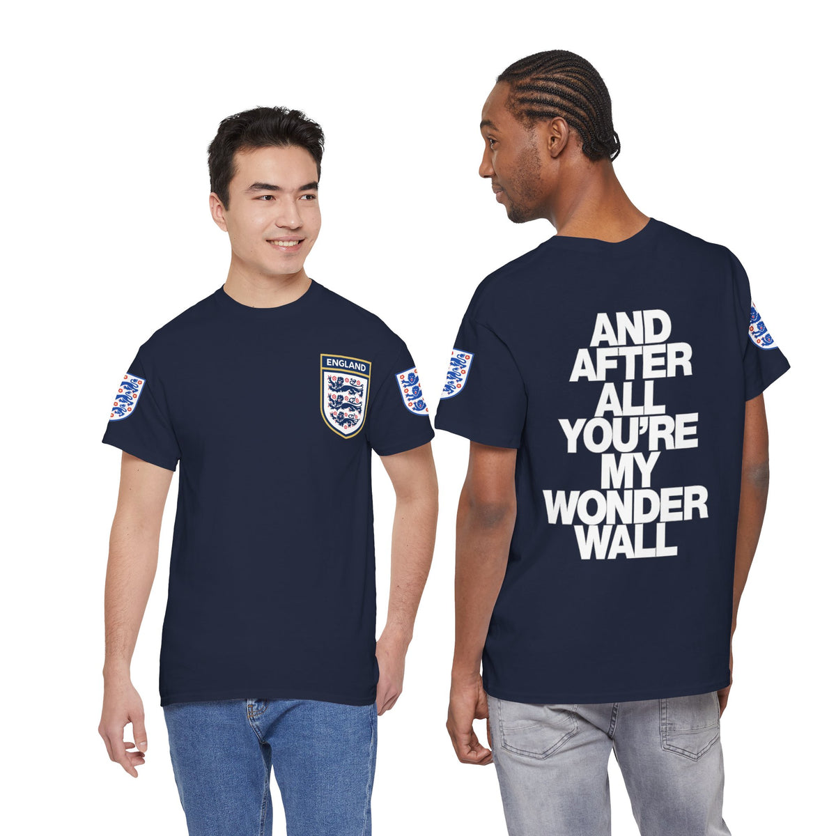 England Football Tee — "And After All You're My Wonderwall" Lyrics Tee