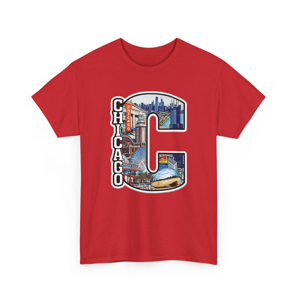 Chicago C Letter T-Shirt — City Skyline Graphic Cotton Tee