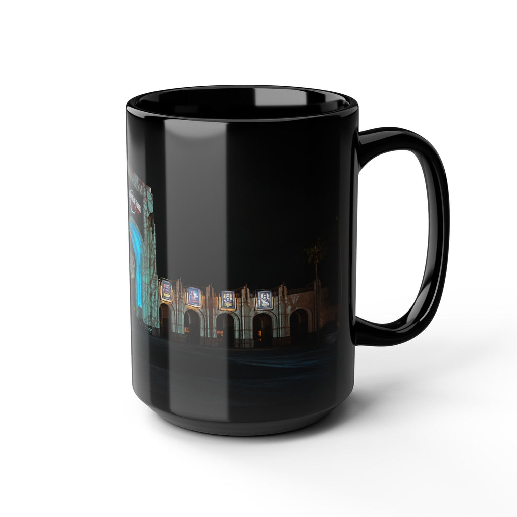 Universal HHN Black Ceramic Mug — Nighttime Theme Park Arch Photo (11oz & 15oz)