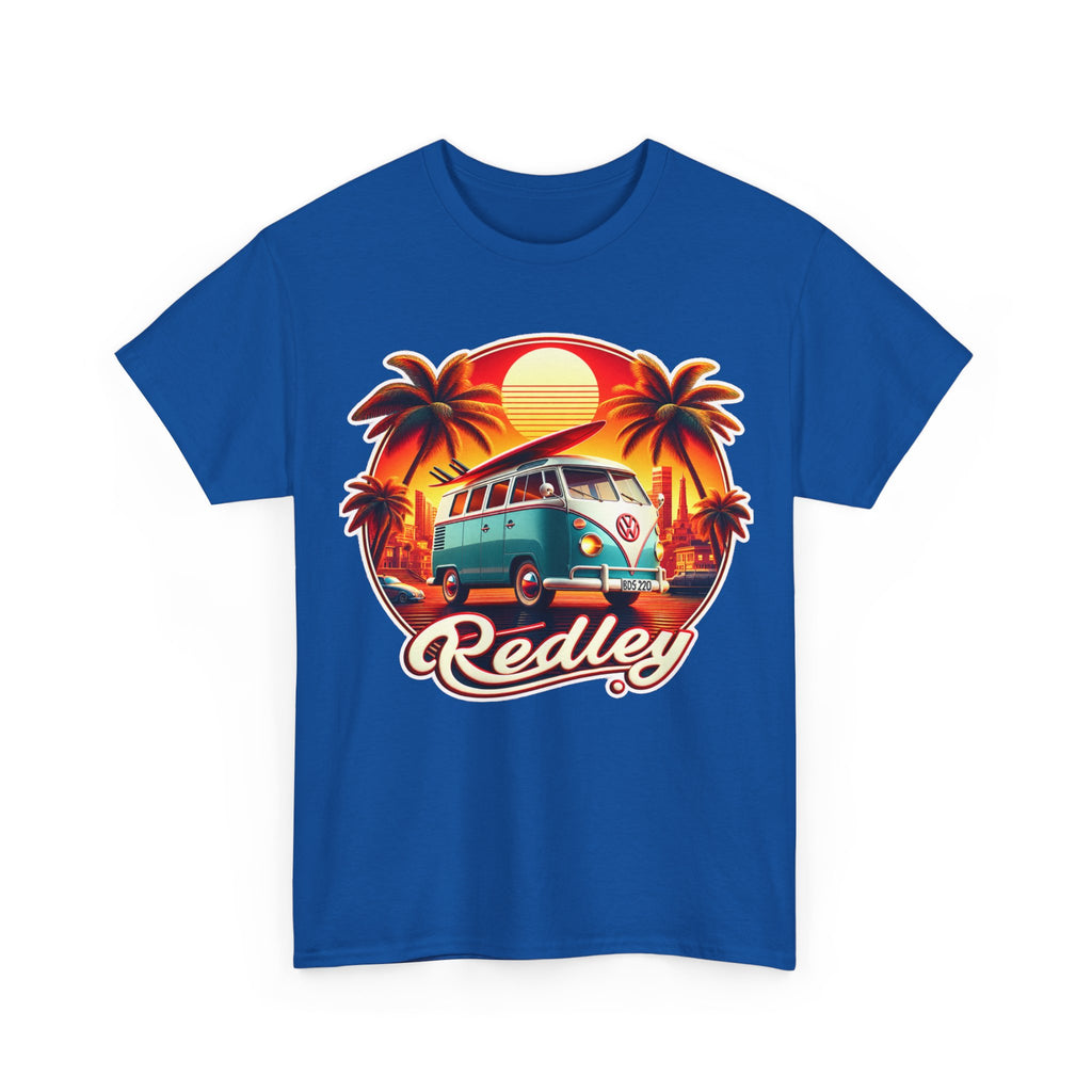 Vintage Surf Van T-Shirt – Retro Beach Sunset Tee with 'Redley' Script