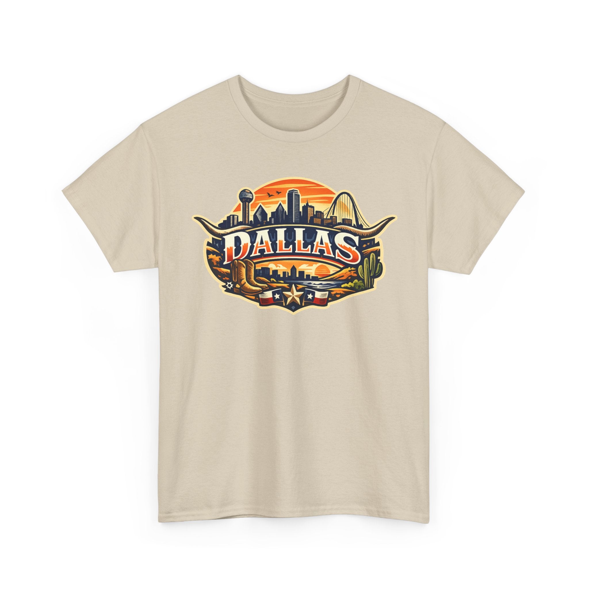Dallas Skyline Retro Tee — Vintage Cityscape T‑Shirt with 'Dallas' Graphic