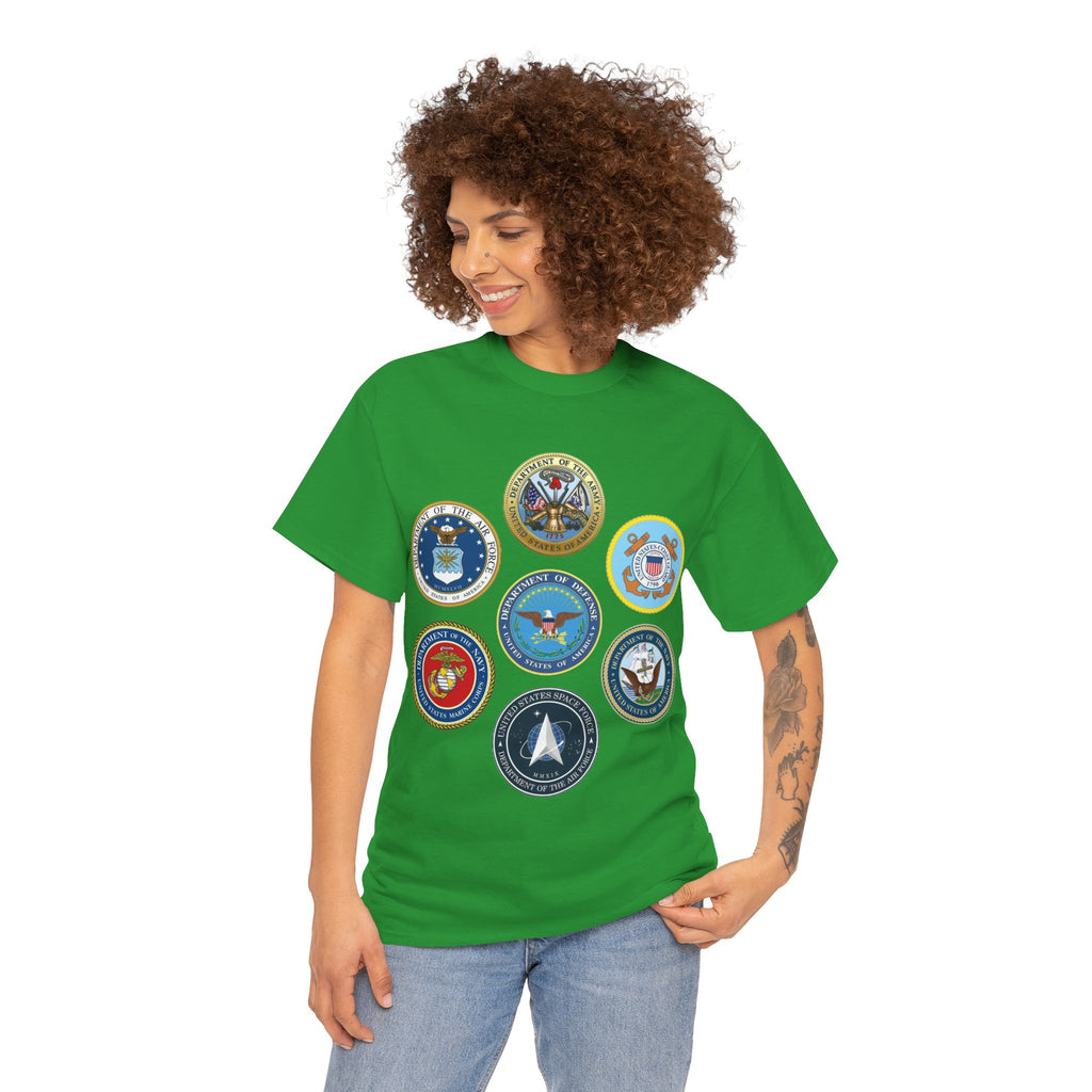 Military Branch Seals T-Shirt — Vintage US Armed Forces Emblems Tee