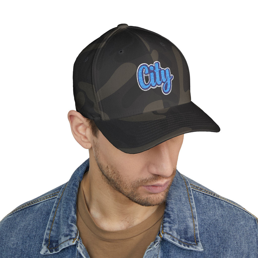 Embroidered "City" Script Closed-Back Baseball Cap