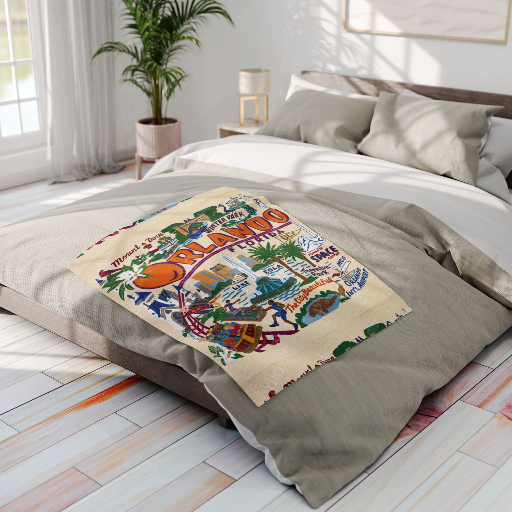 Orlando Vintage Map Fleece Blanket