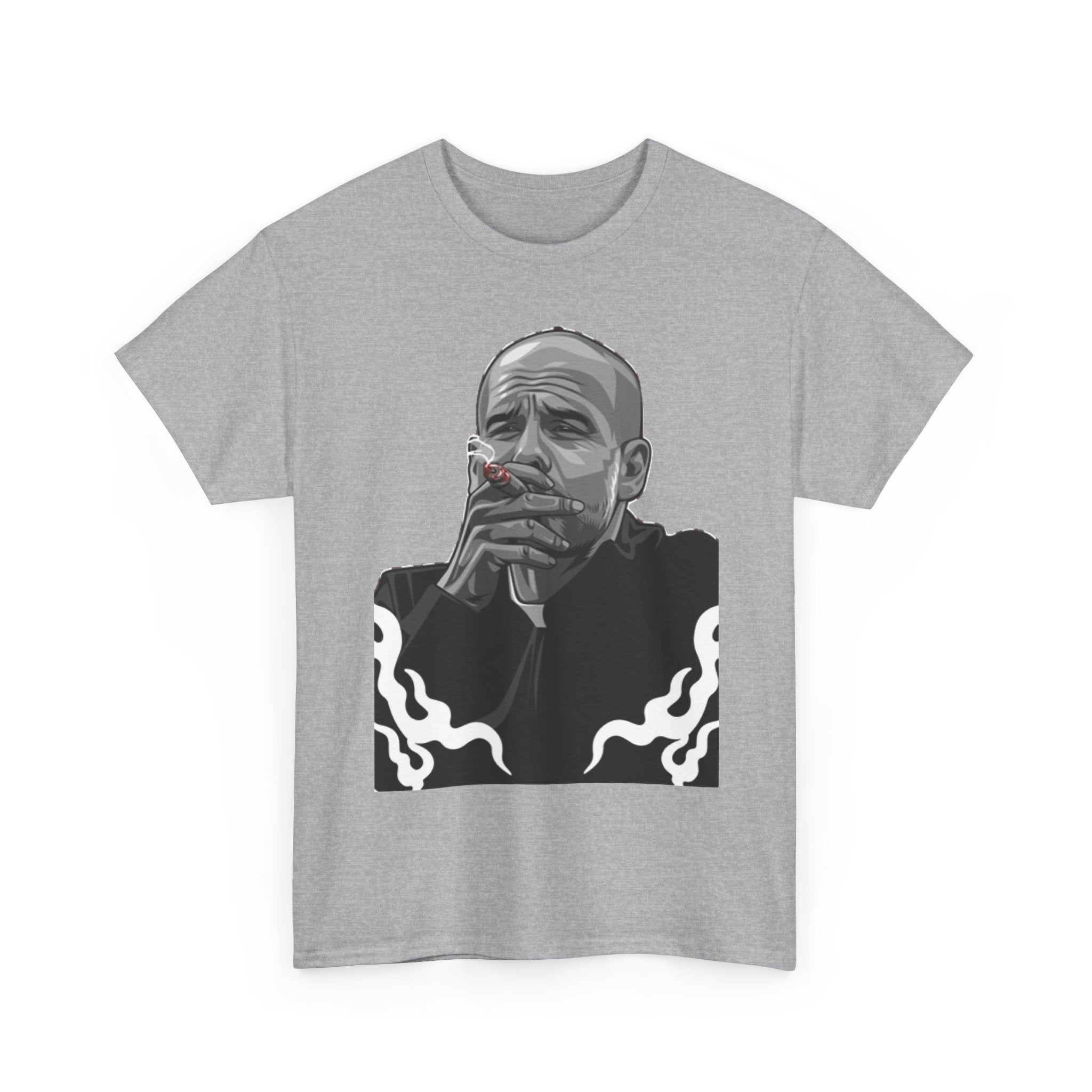 Pep Guardiola Smoking Portrait T‑Shirt — Moody Graphic Tee
