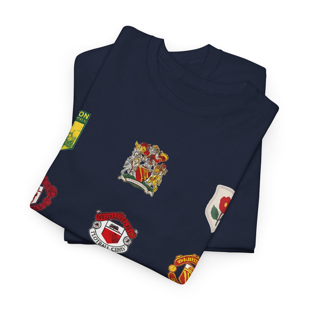 Manchester United T-Shirt — Vintage Football Club Badge Collage Tee