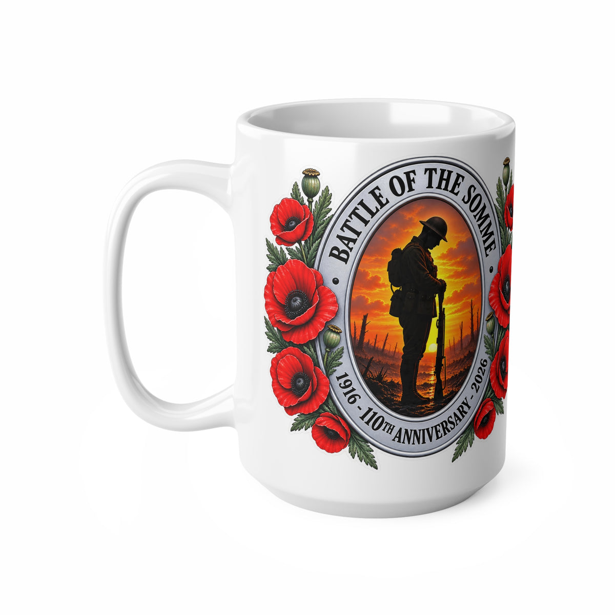 Battle of the Somme Poppy Memorial Mug — 11oz & 15oz Ceramic Coffee Cup