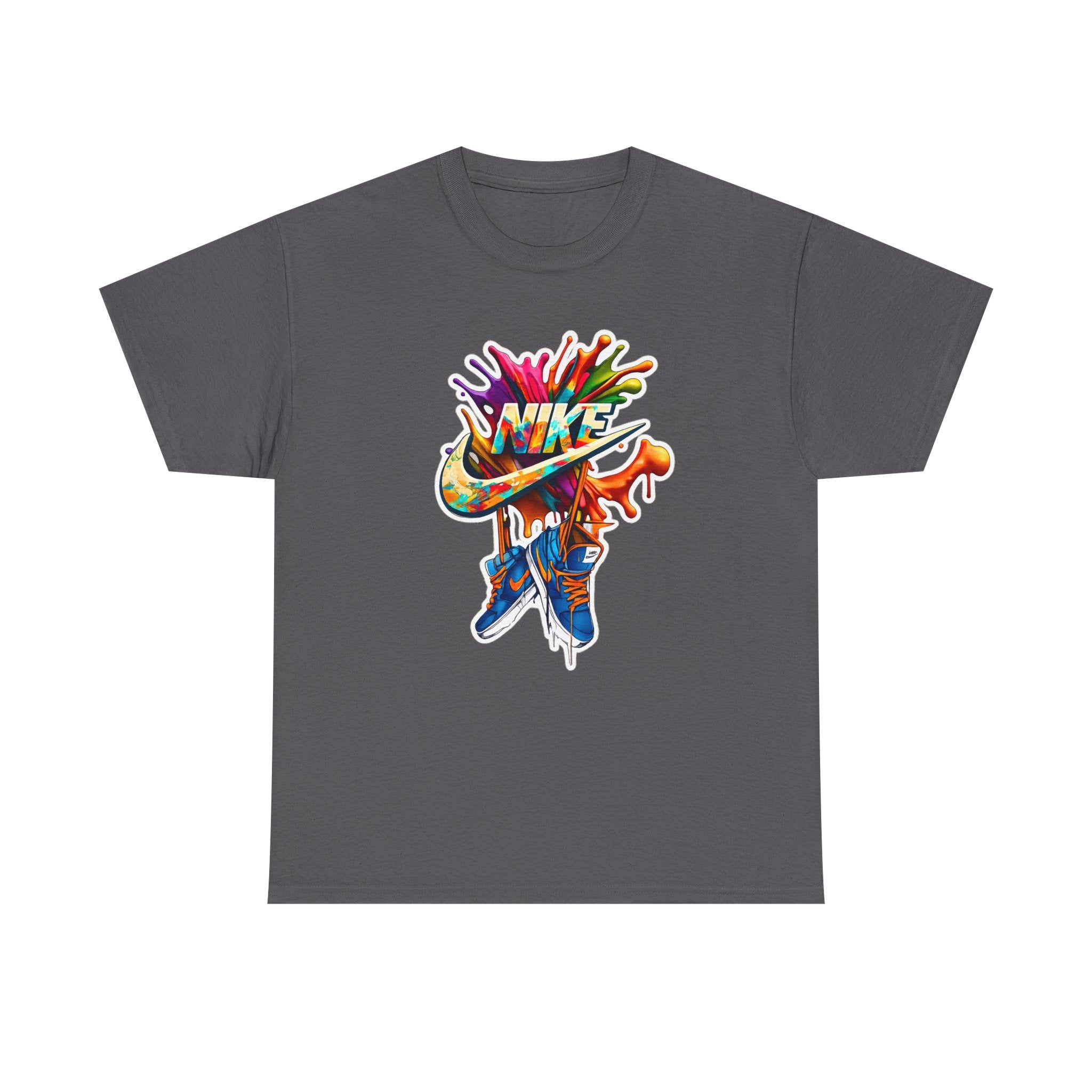 Nike Inspired Splash Graphic Tee — Colorful Sneaker Streetwear T-Shirt