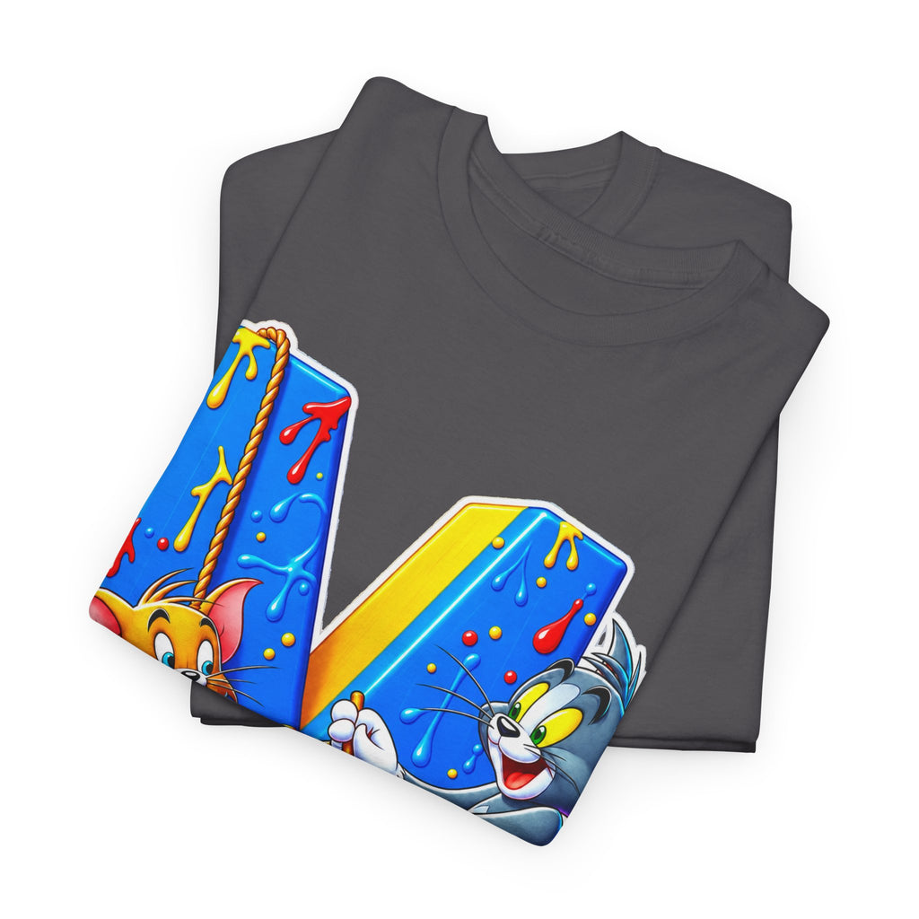 Tom & Jerry Letter M Cotton T-Shirt — Retro Cartoon Graphic Tee