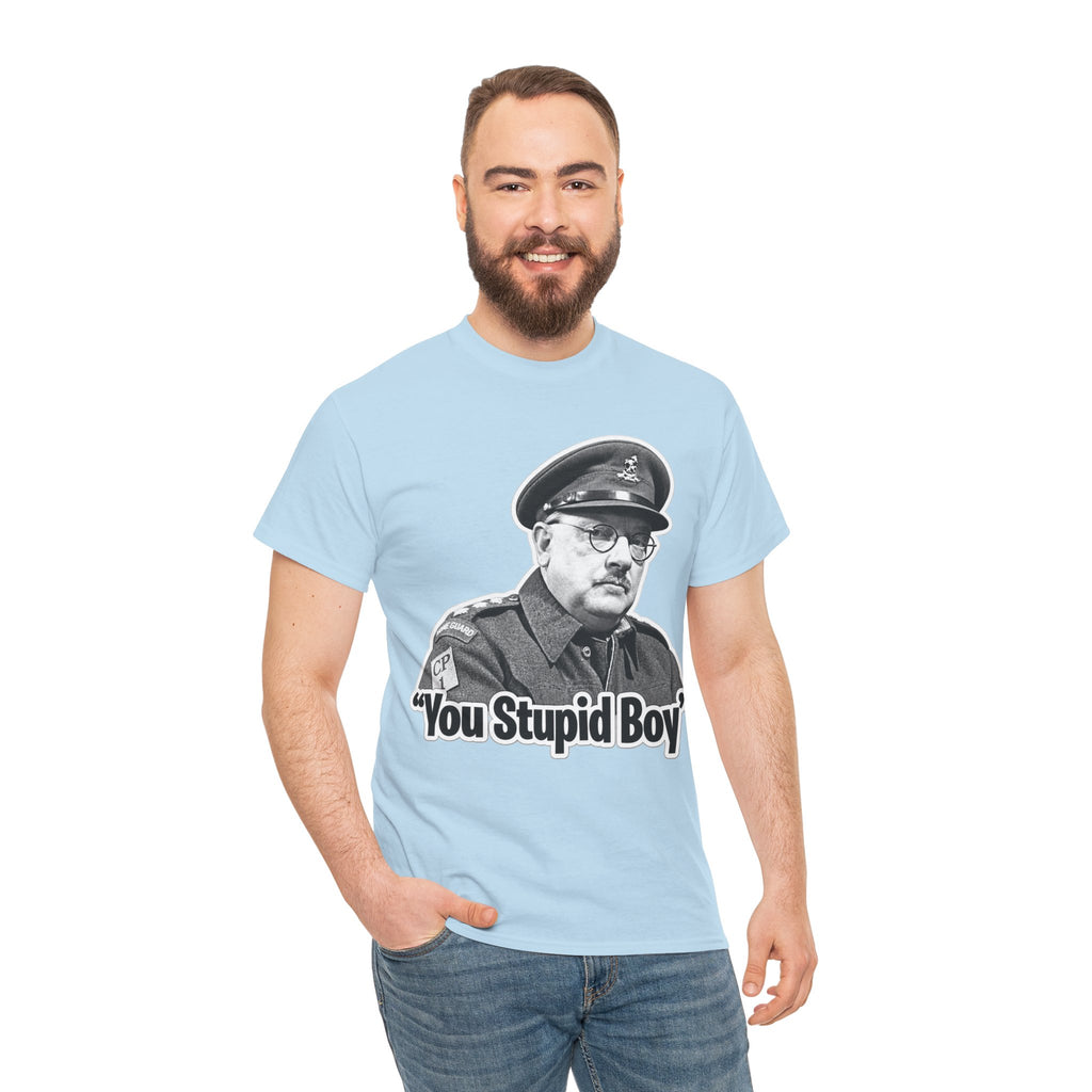 Dads Army Inspired You Stupid Boy T-Shirt — Vintage Cop Illustration Funny Graphic Tee