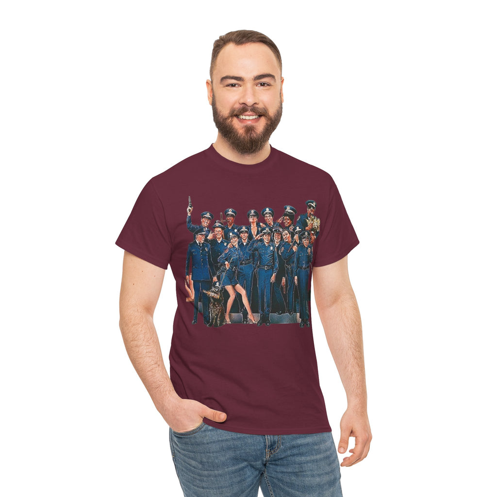 Police Academy Movie Inspired Cotton T‑Shirt — Retro Squad Photo Tee