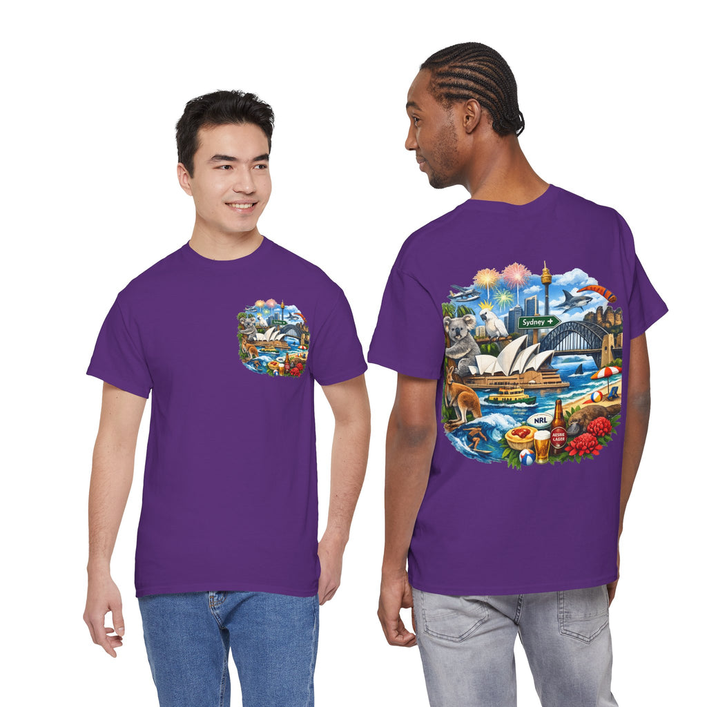 T-Shirt — Sydney Landmark Collage Tee (Opera House, Harbour Bridge, Koala & Beach Scene)