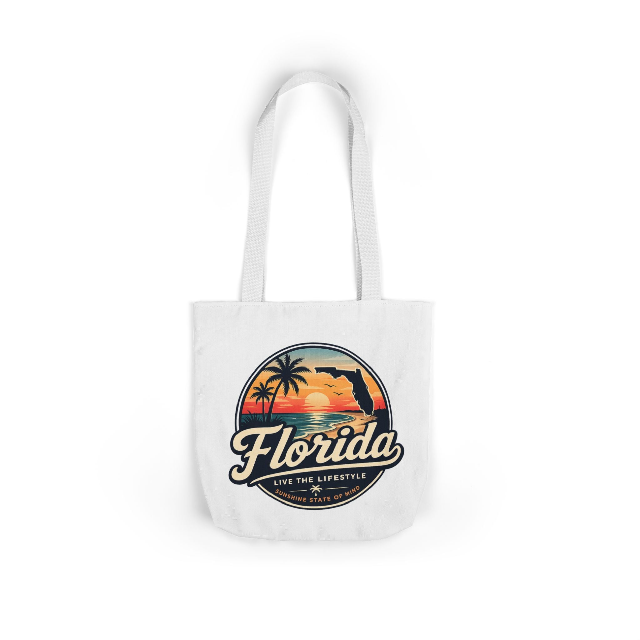 Florida Sunset Canvas Tote Bag — Retro Palm Beach Design