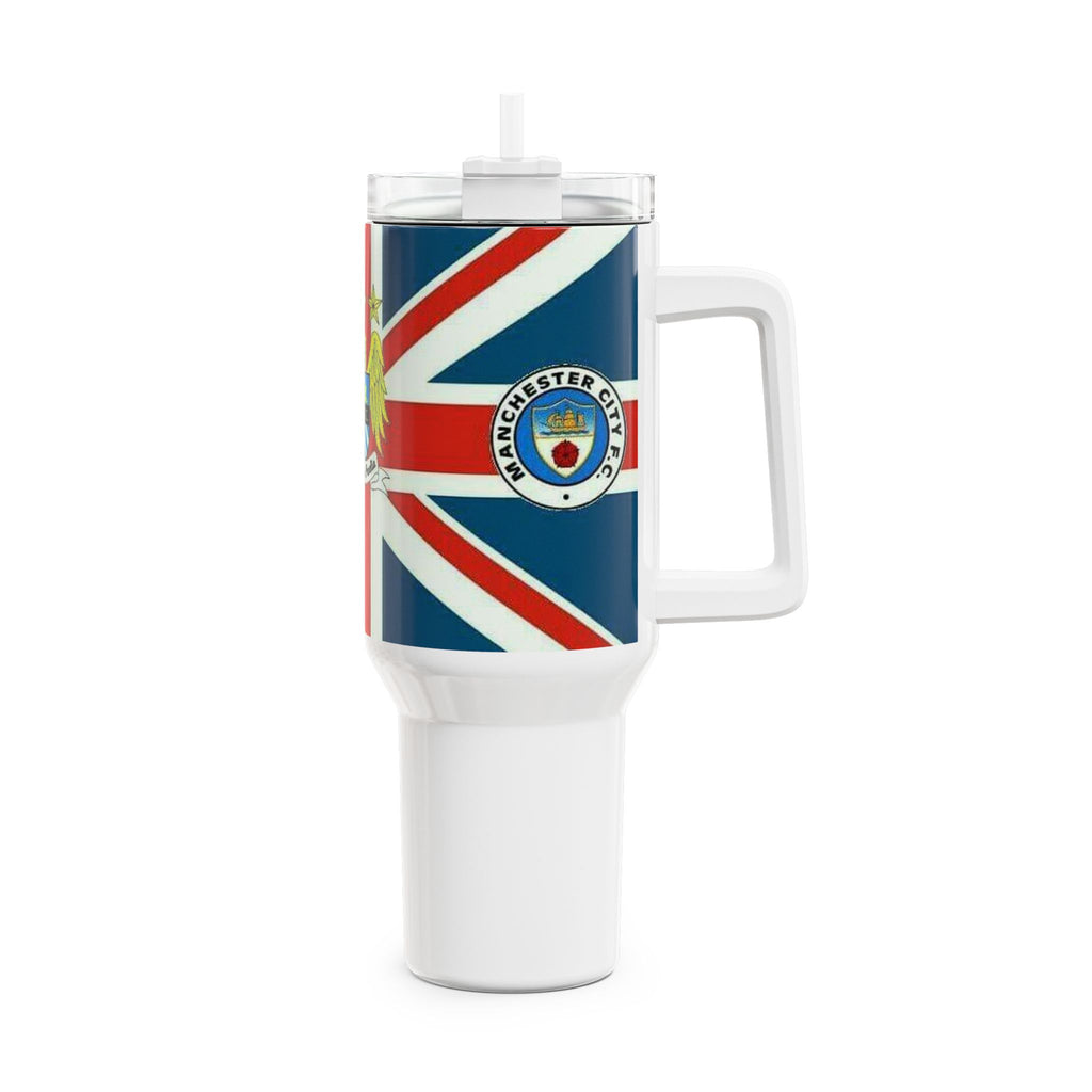 Manchester City Retro Union Jack Crest 40oz Tumbler — British Heritage Insulated Travel Cup