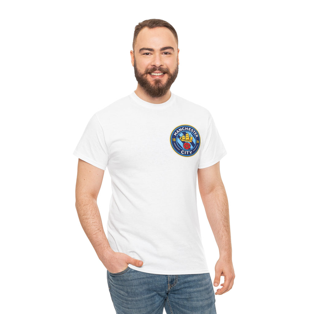 Manchester City Inspired Crest T‑Shirt – Circular Badge Chest Logo Tee