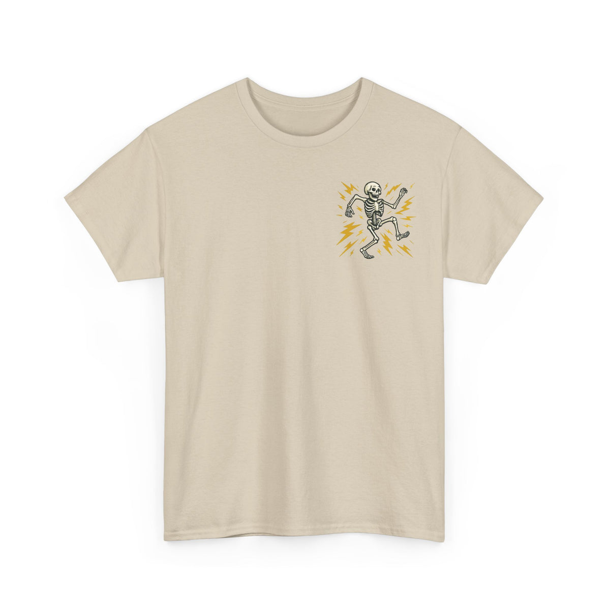 Electrician Skeleton Tee — "I'm an Electrician: If I Dance Without Music, Shut the Main Breaker Off"