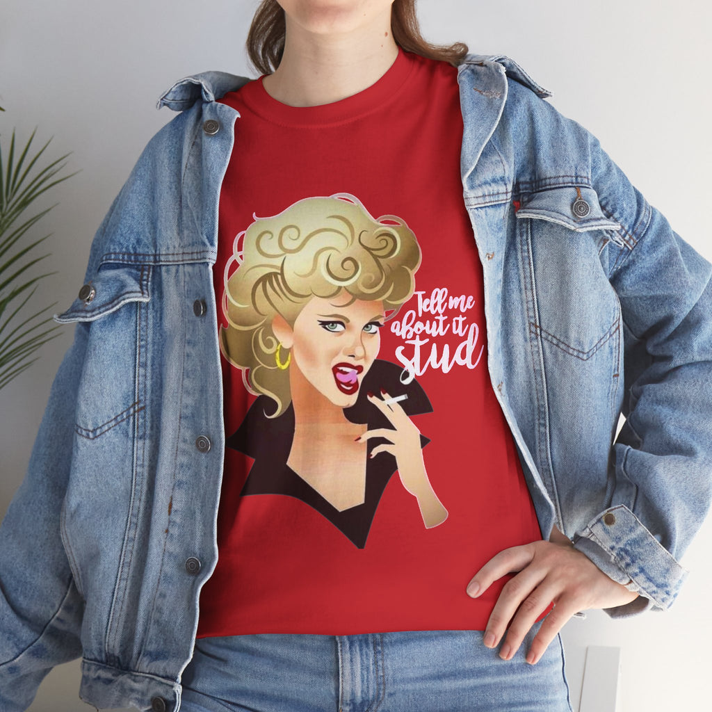 Retro Glam T‑Shirt — 'Tell Me About It, Stud' Vintage Pop Art Tee