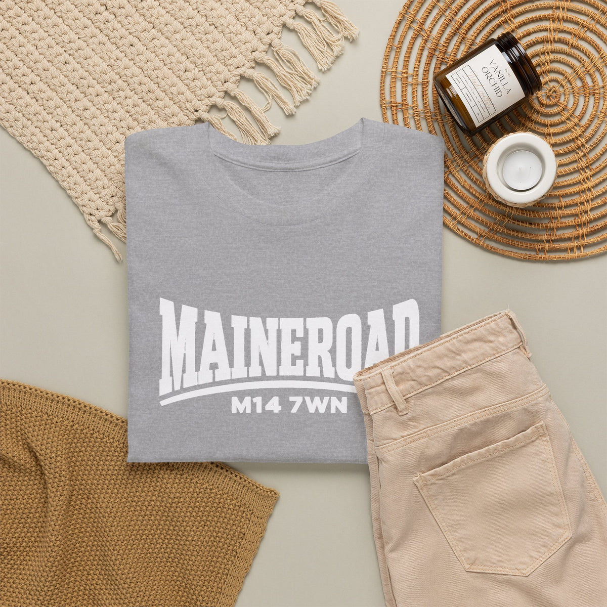 Maine Road Manchester City Cotton T-Shirt — M14 7WN Maine Graphic T-Shirt