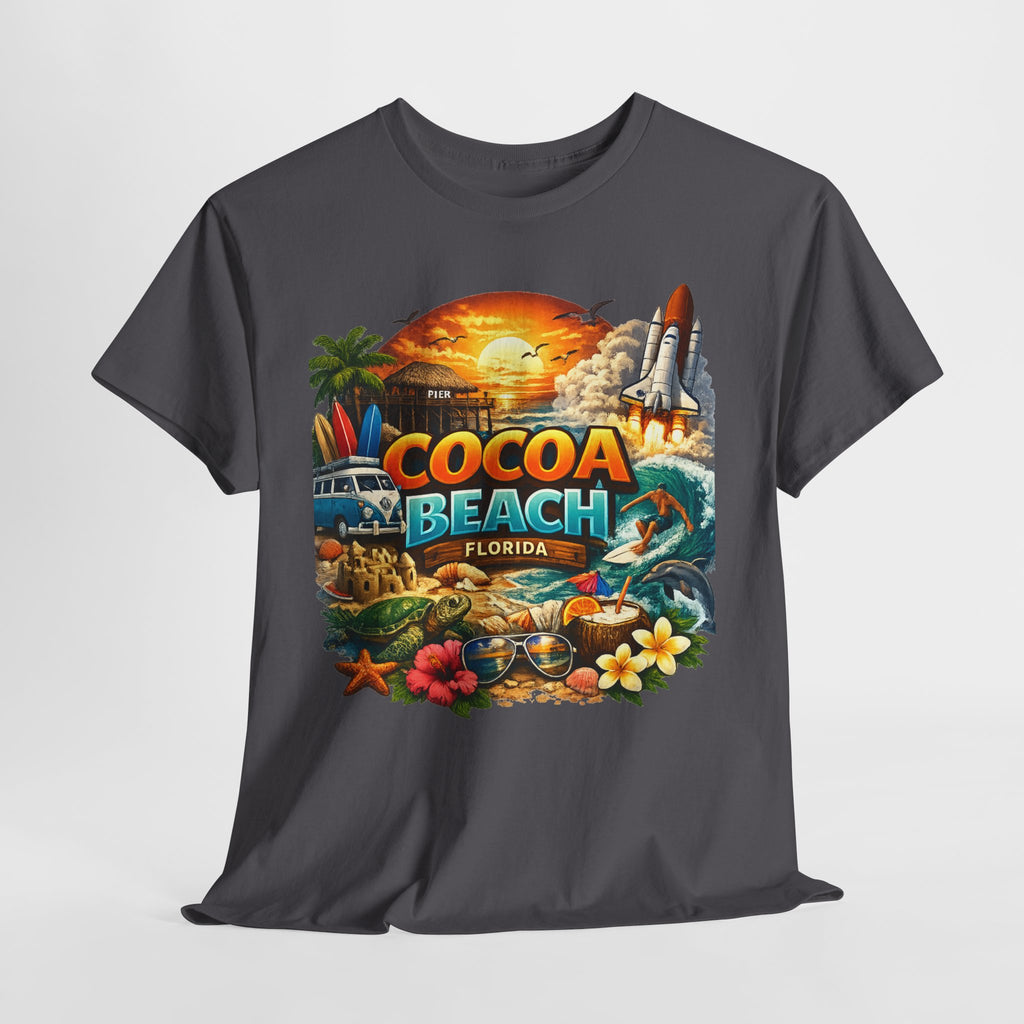 Cocoa Beach Florida Sunset Surf T-Shirt — Retro Beach Vacation Graphic Tee