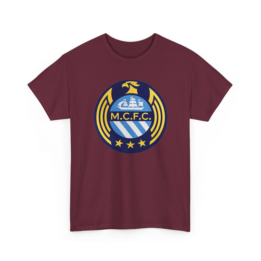MCFC Crest T-Shirt — Vintage Blue & Gold Soccer Tee