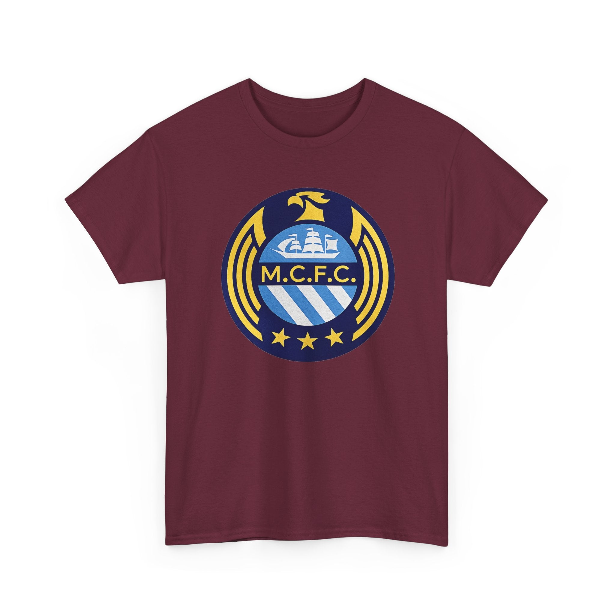 MCFC Crest T-Shirt — Vintage Blue & Gold Soccer Tee