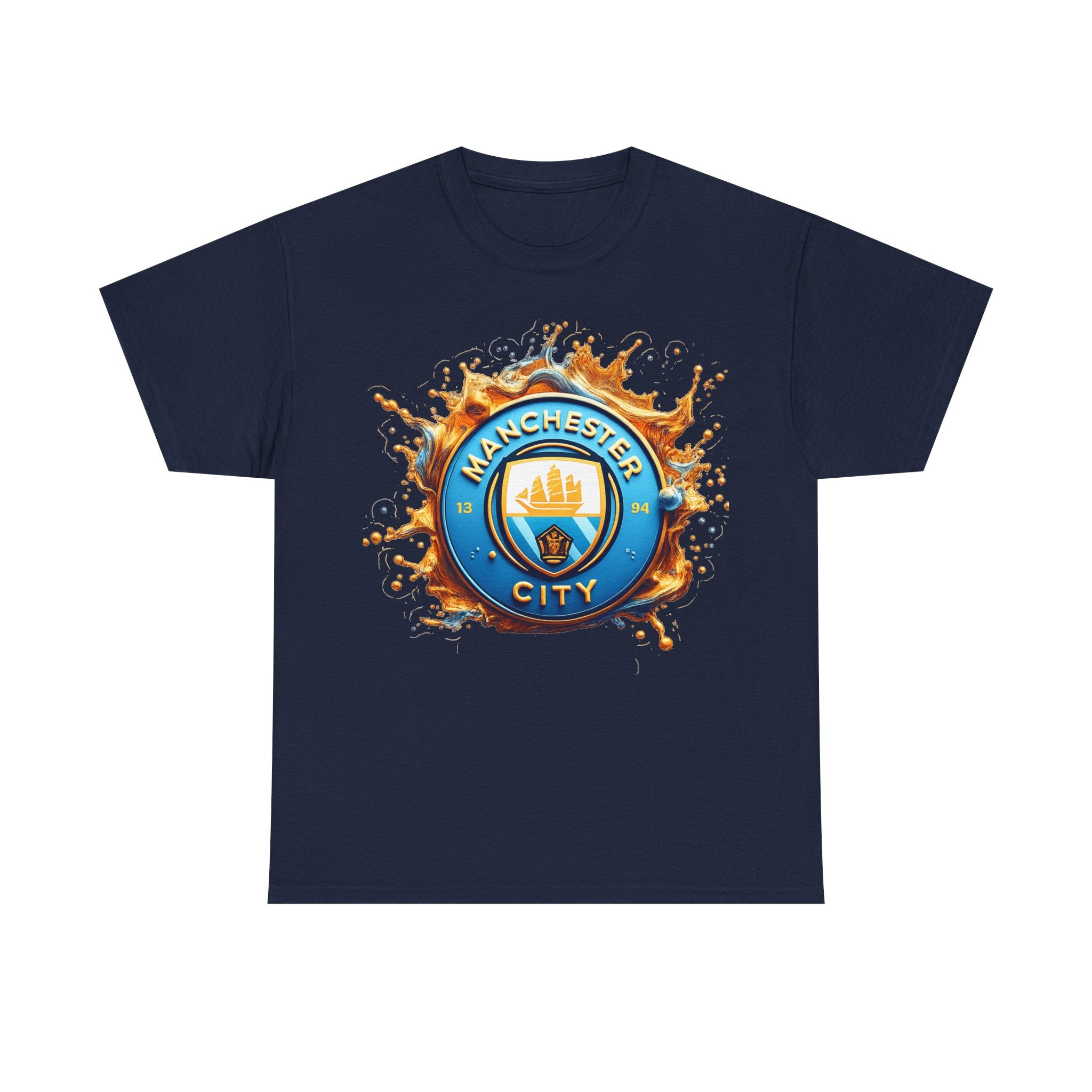Manchester City Inspired Splash Logo Cotton T-Shirt