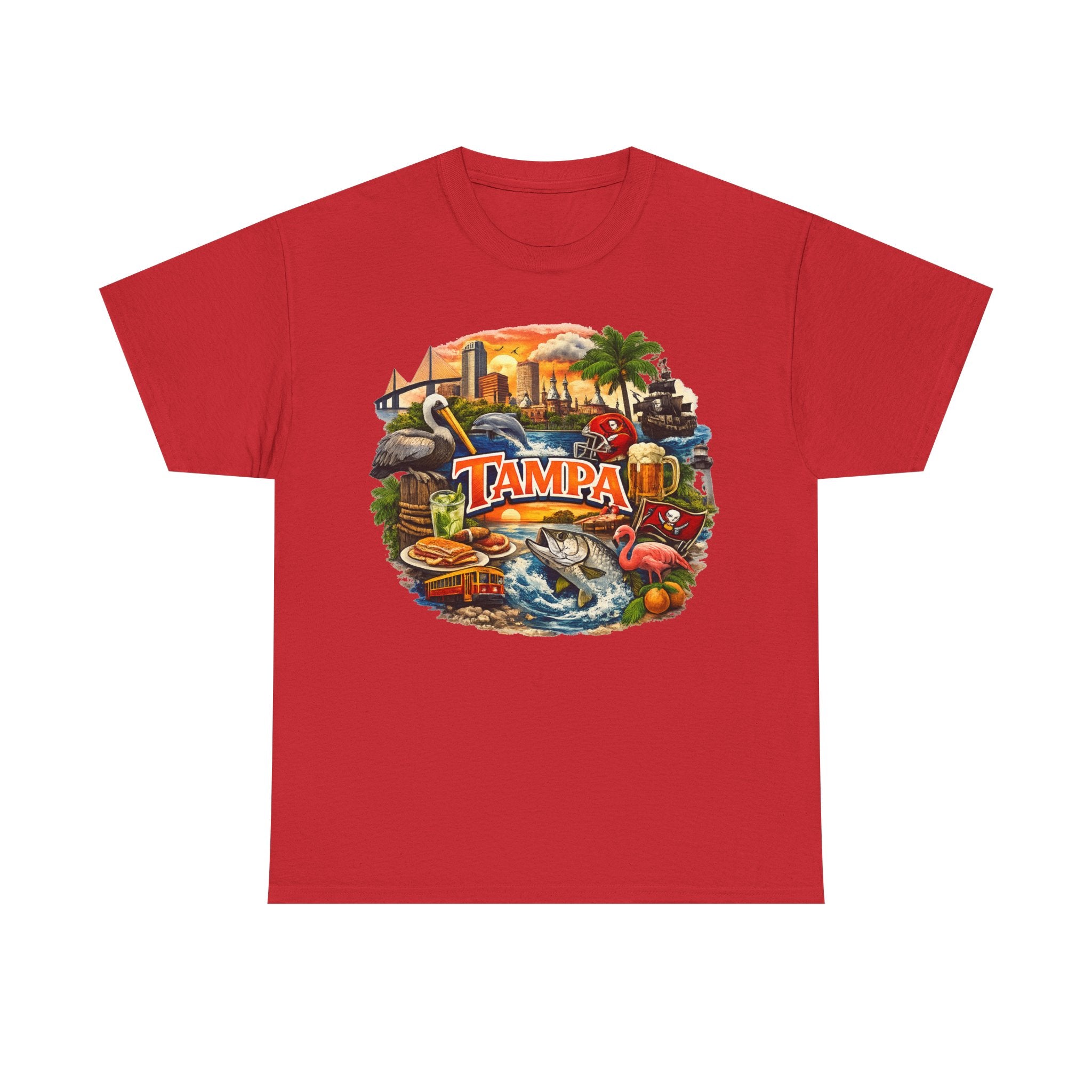 Tampa Florida Retro Scenic Tee — Vintage Beach, Skyline & Wildlife Graphic