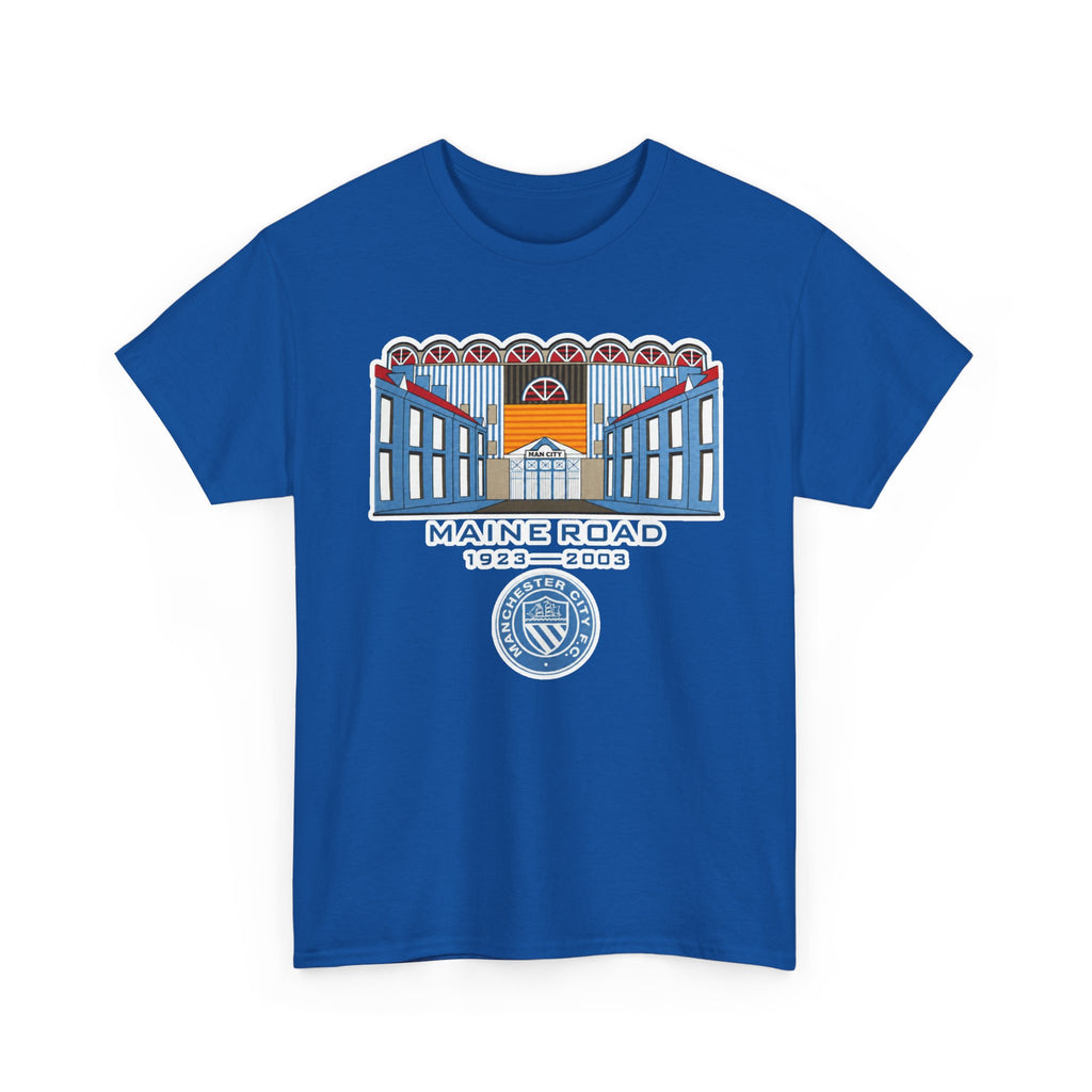 Maine Road 1923–2003 Cotton T-Shirt — Vintage Stadium Illustration Tee