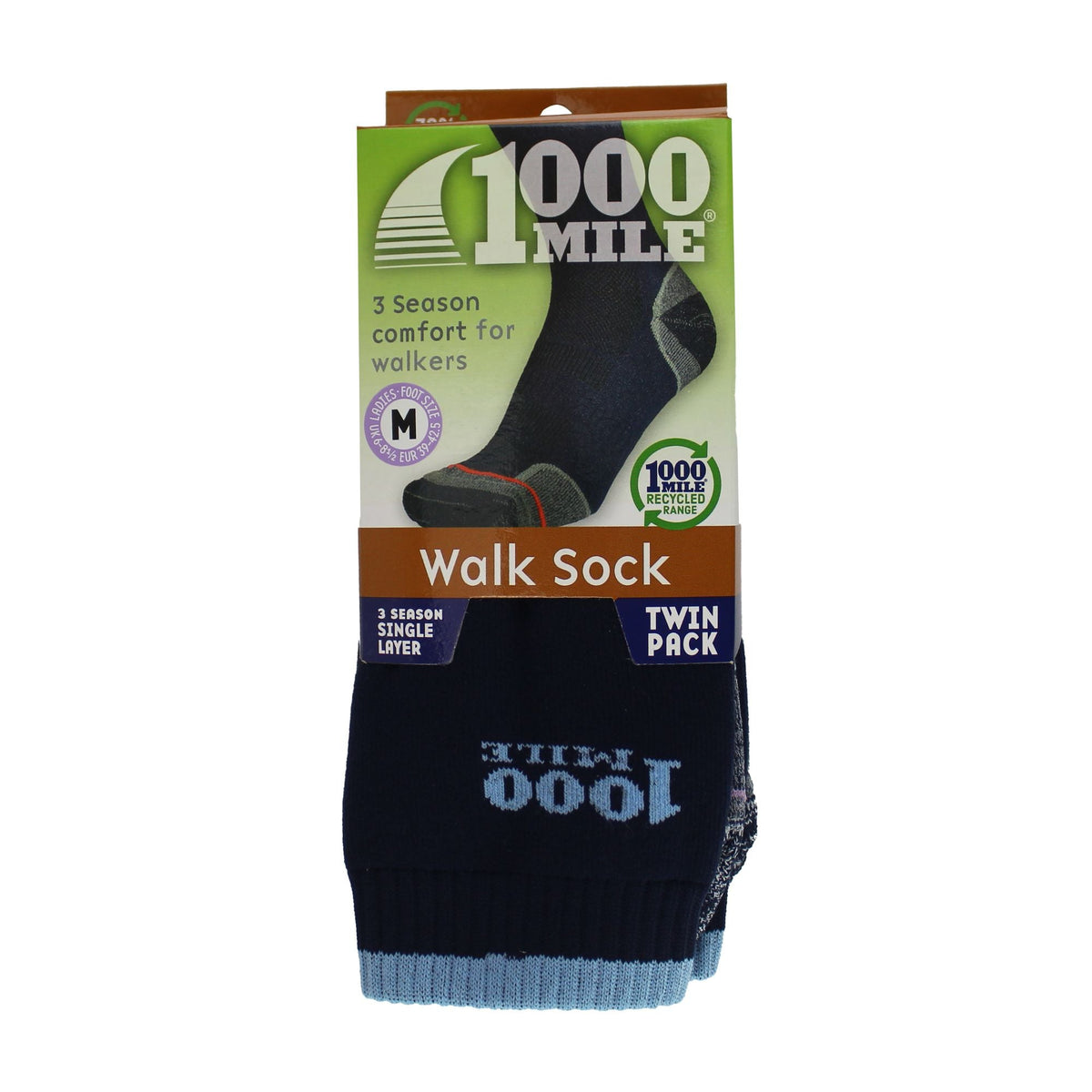 2 Pack Ladies Walking Single Layer Socks