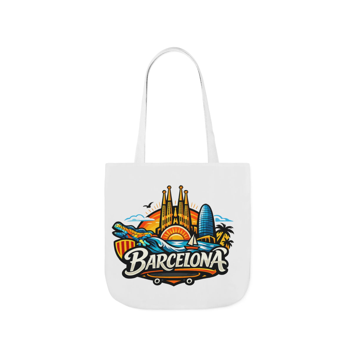 Barcelona Skyline Canvas Tote Bag — Colorful Travel Souvenir Tote