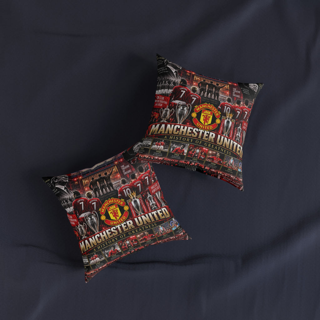 Manchester United Square Pillow — A History of Greatness Fan Cushion