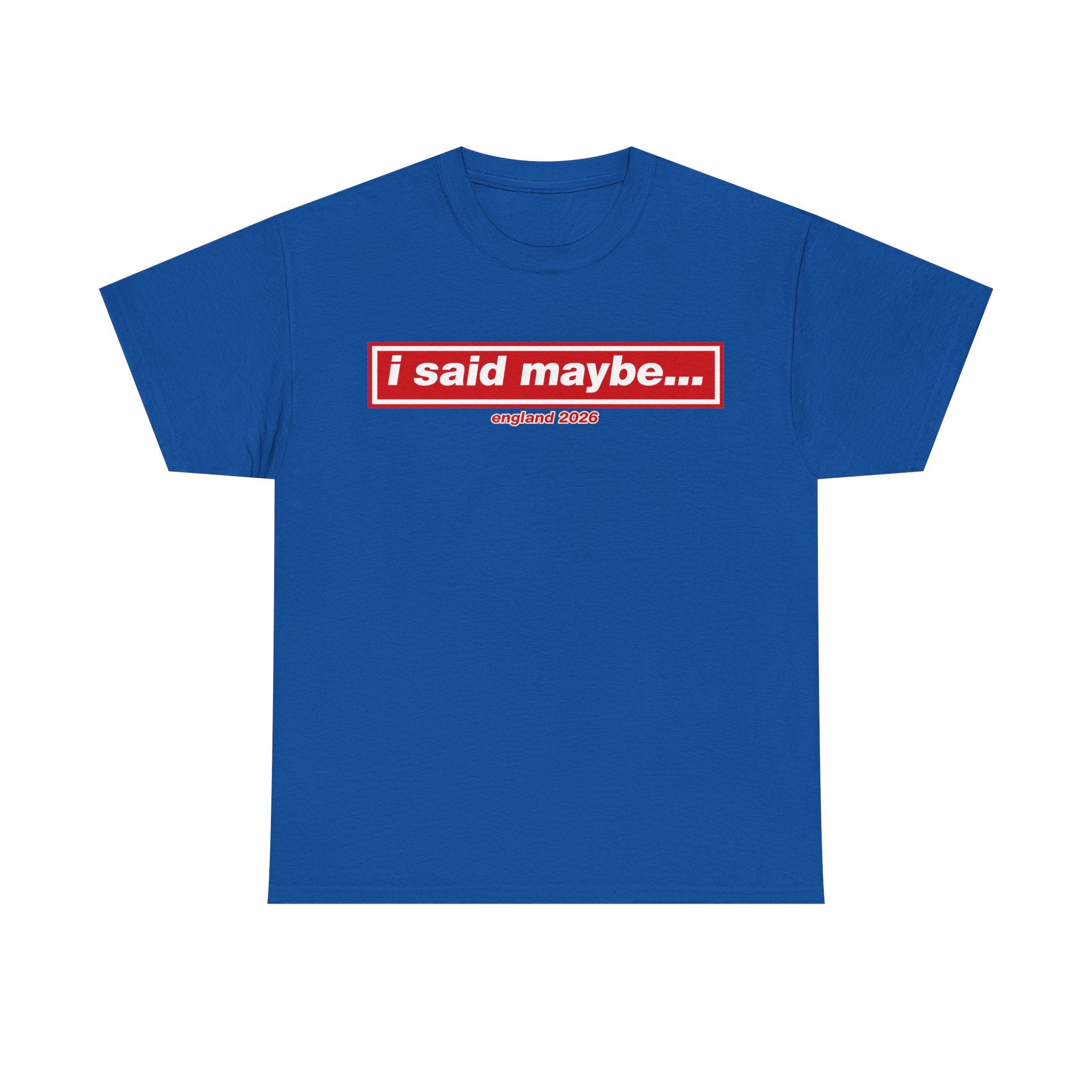 I Said Maybe Tee — Minimalist Red Logo Graphic T‑Shirt