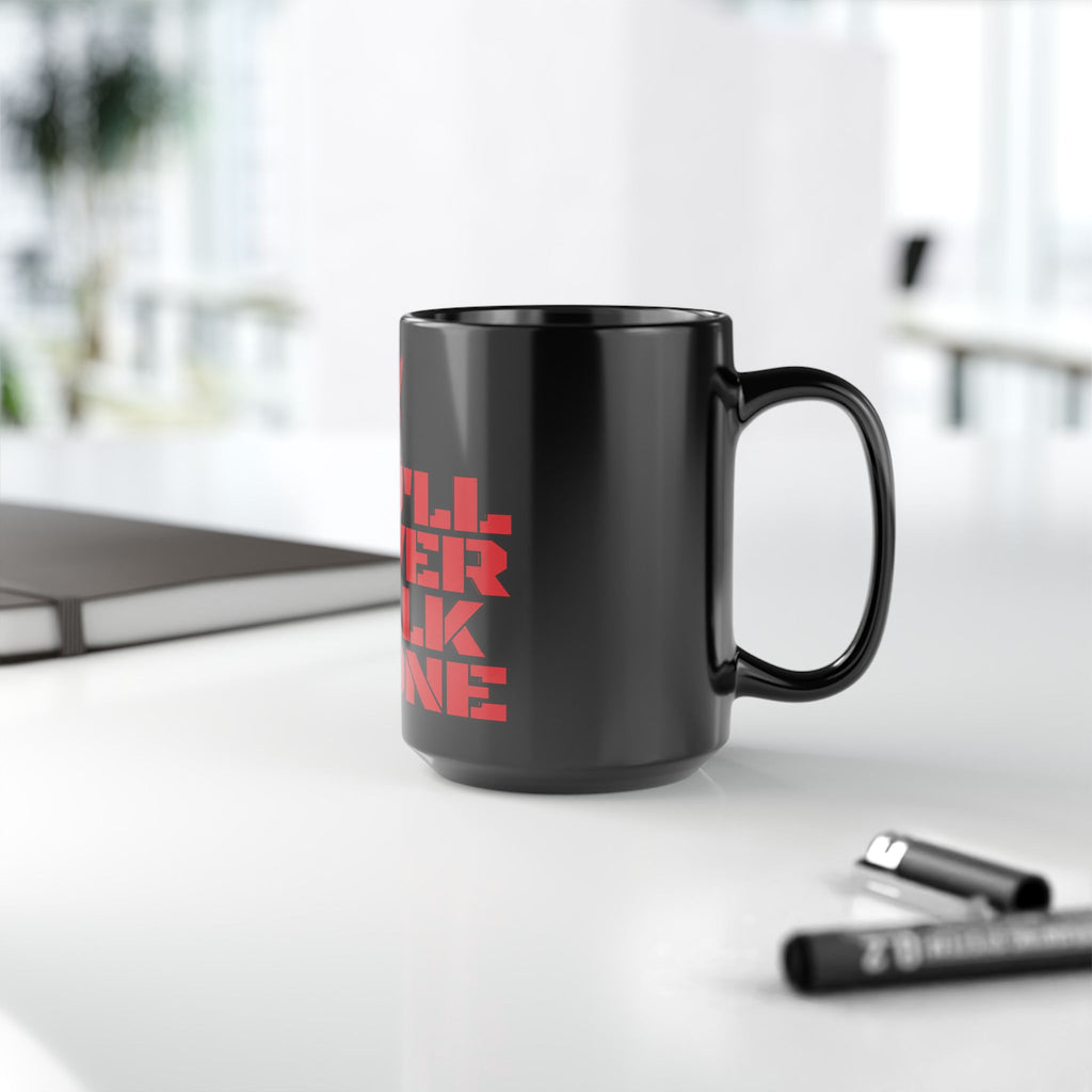 You'll Never Walk Alone Black Mug — Liverpool FC Red Crest Coffee Cup (11oz/15oz)