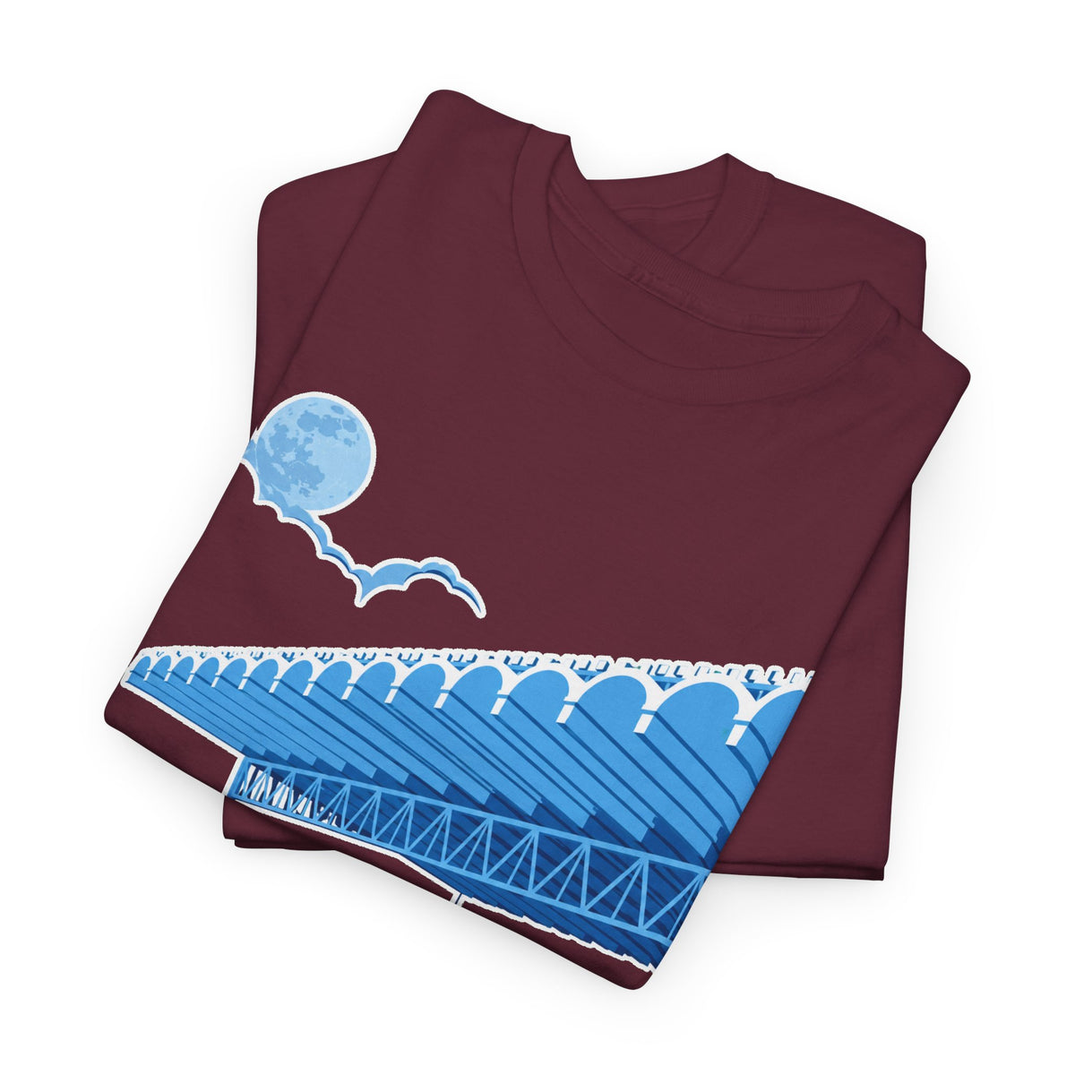 Manchester City Maine Road, Main Stand Cotton T-Shirt — Blue Retro Sports Venue Tee