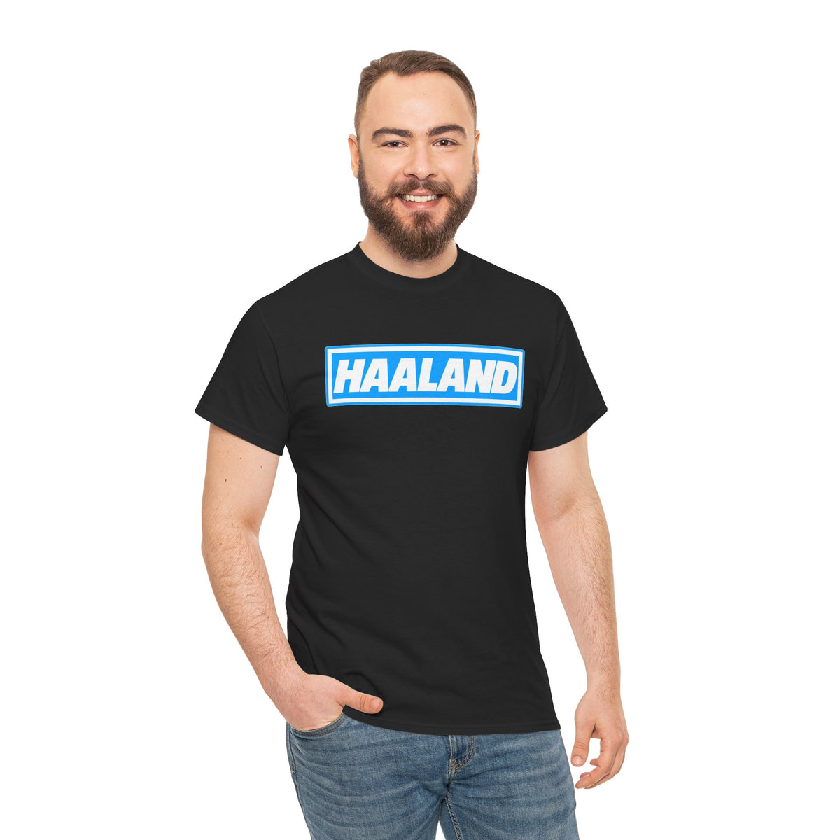Haaland Box Logo Tee — Soccer Fan Jersey Style Shirt