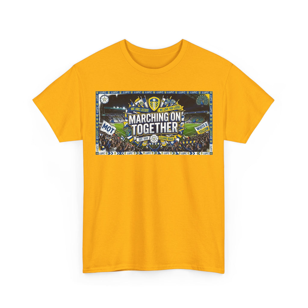Leeds United T-Shirt — "Marching On Together" Fan Tee (Soccer Supporter Graphic)