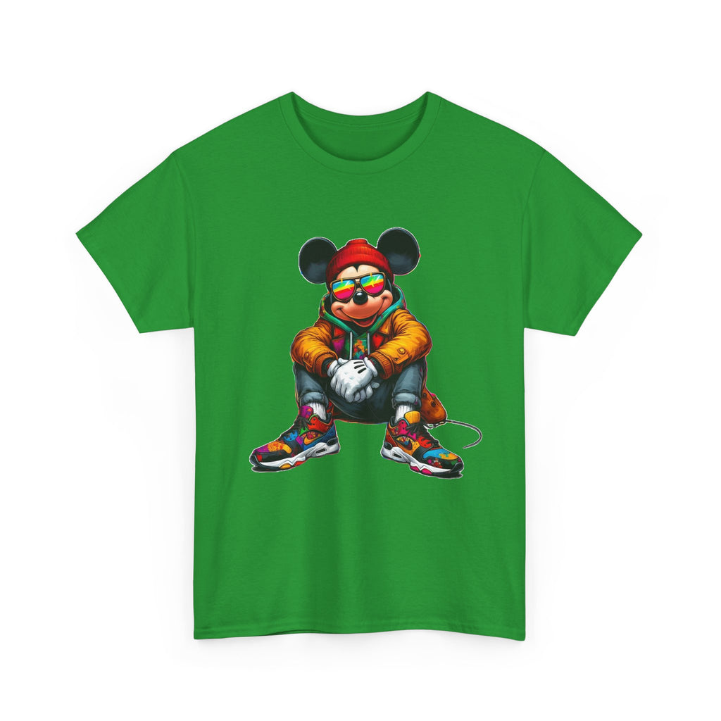 Mickey Mouse Streetwear Graphic Tee — Hip-Hop Mouse Character Sitting in Sneakers