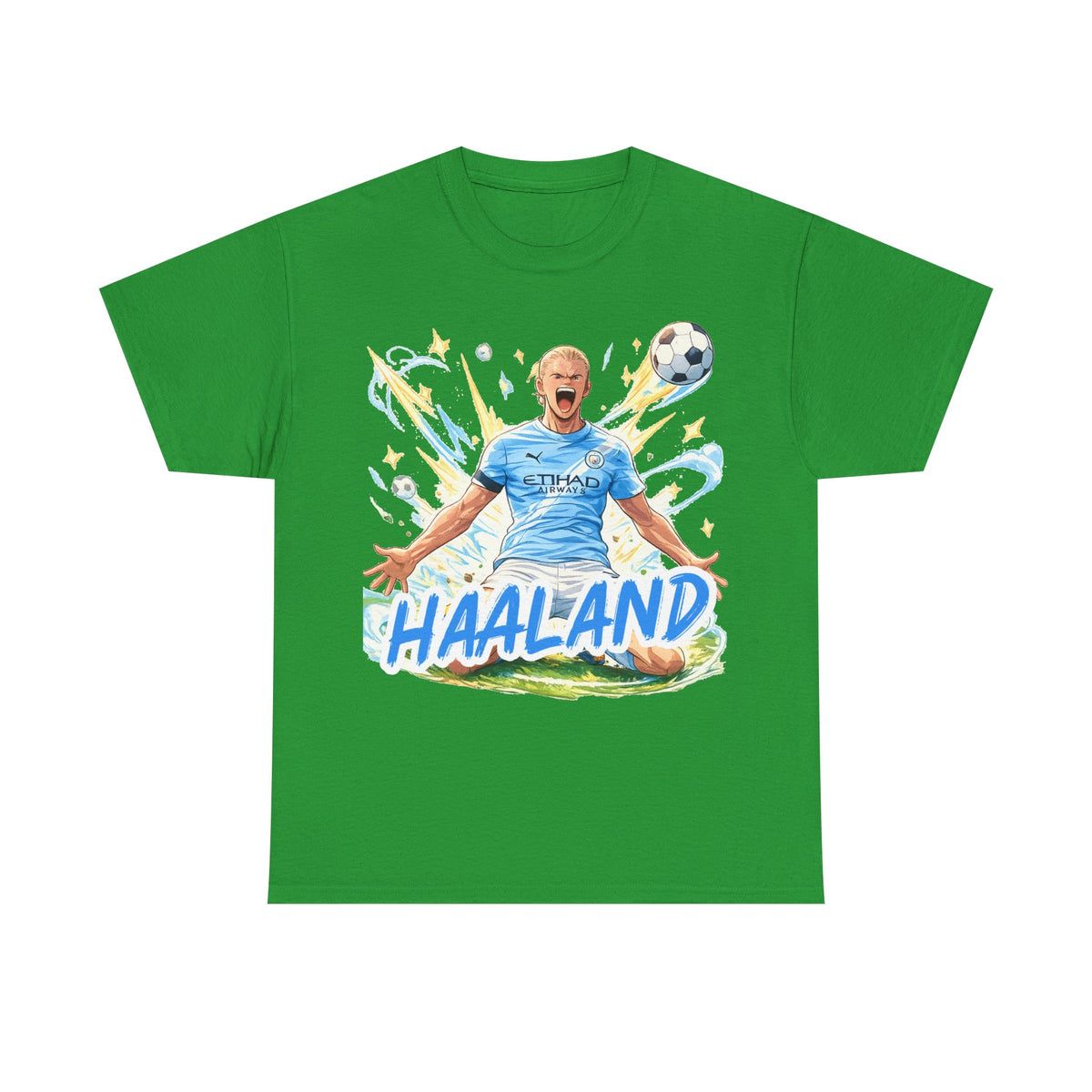 Erling Haaland Anime Fan Tee — Celebratory Football Player Graphic T-Shirt