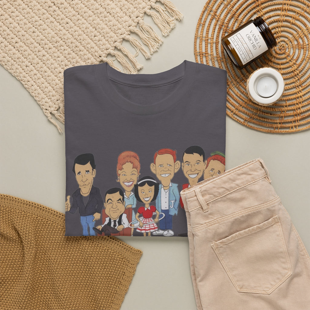 Happy Days Retro TV Cast Cartoon Tee - Vintage Sitcom Character Group Shirt