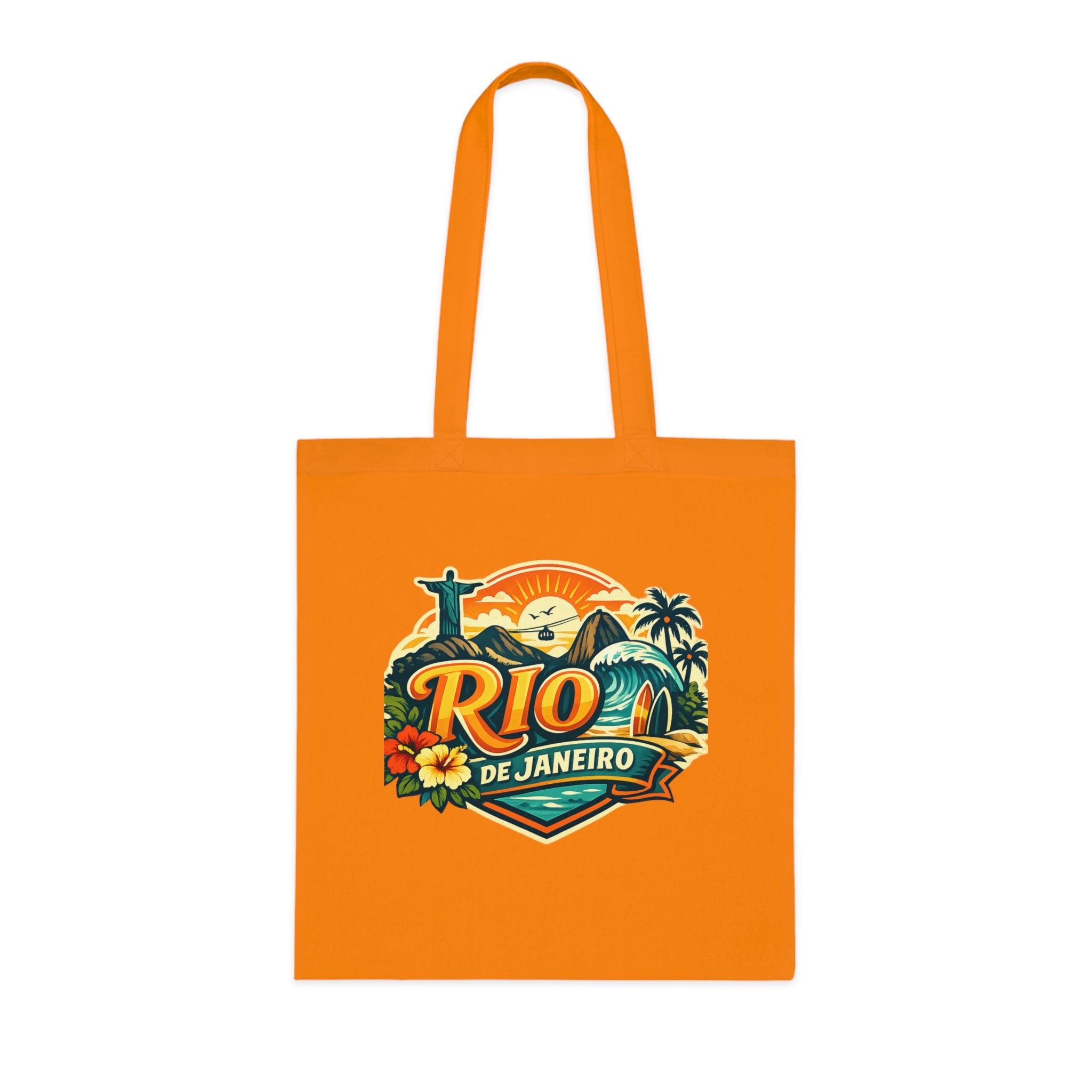 Rio de Janeiro / West Palm Beach Beach Tote — Retro Tropical Cotton Tote Bag