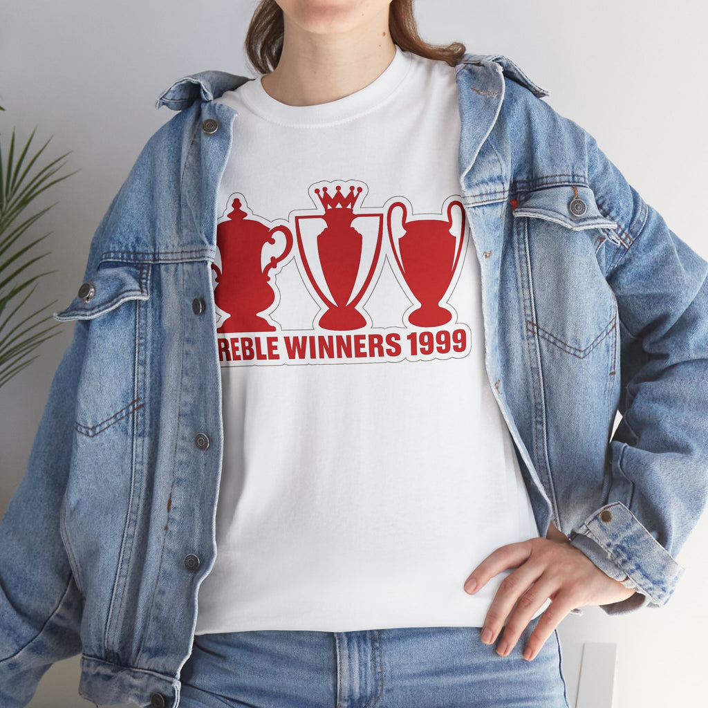 Manchester United Treble Winners 1999 Trophy Graphic Cotton T-Shirt