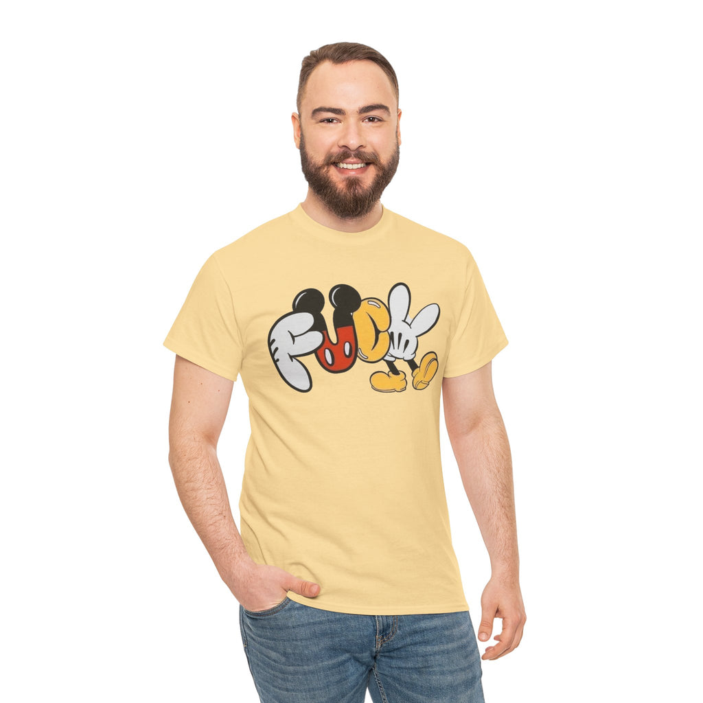 F**K Disney Graphic Tee — Playful Cartoon Hands & Shoes Design