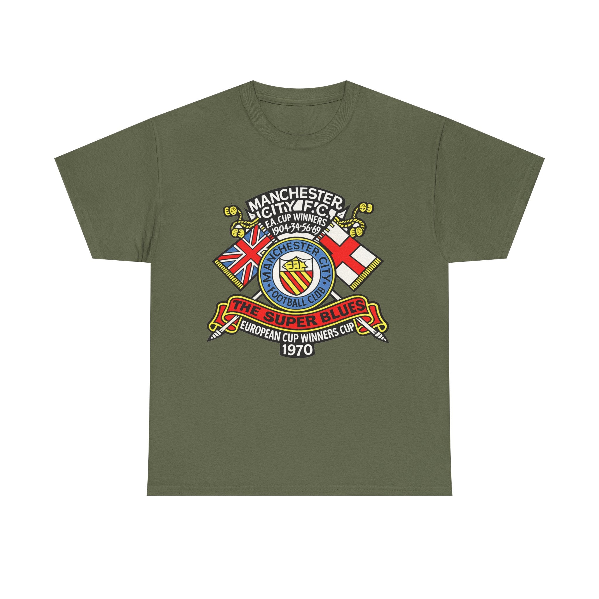 Manchester City Vintage Crest Tee — 'The Super Blues' 1970 European Cup Winners
