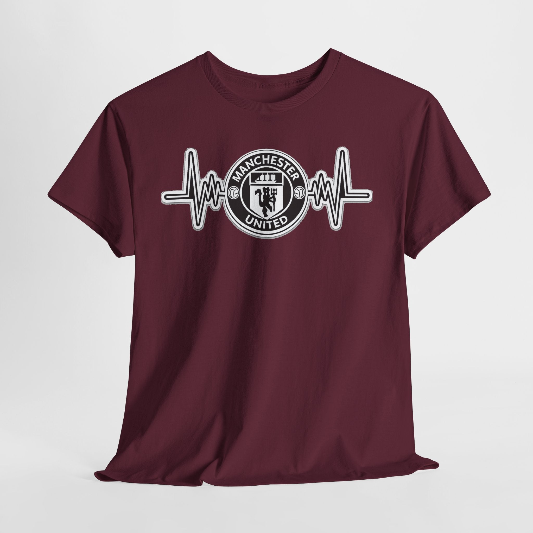 Manchester United Inspired Heartbeat T‑Shirt — Football Fan Pulse Tee
