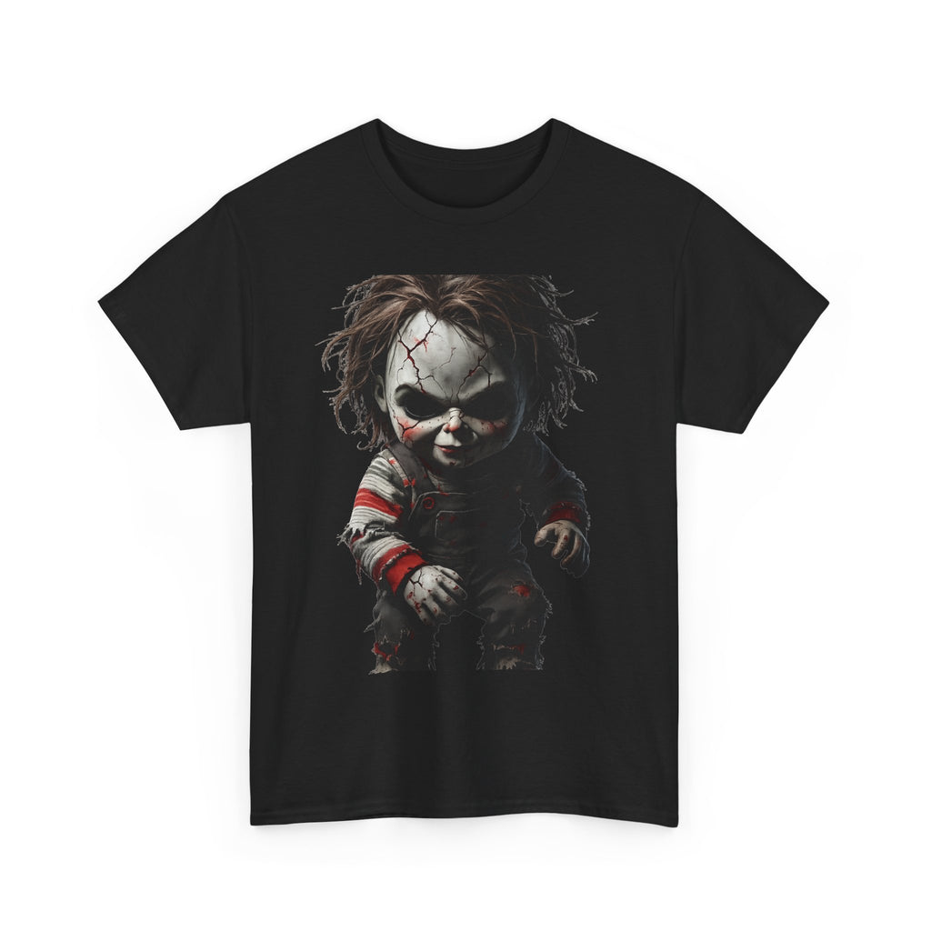 Horror Doll T-Shirt — Creepy Chucky-Inspired Graphic Tee for Halloween Fans