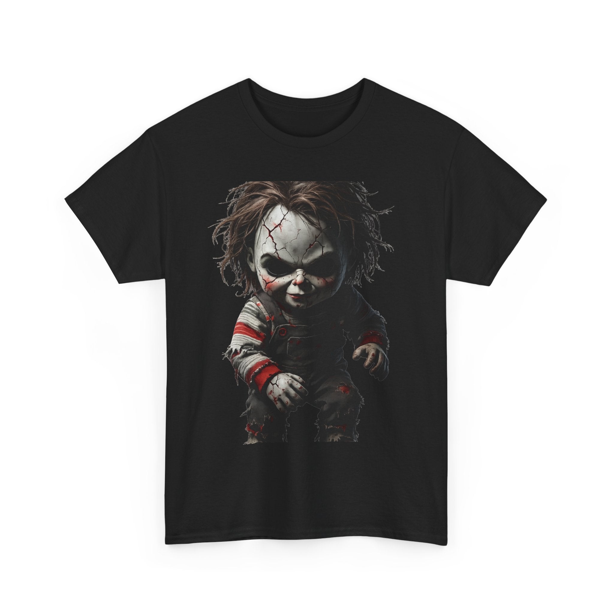 Horror Doll T-Shirt — Creepy Chucky-Inspired Graphic Tee for Halloween Fans