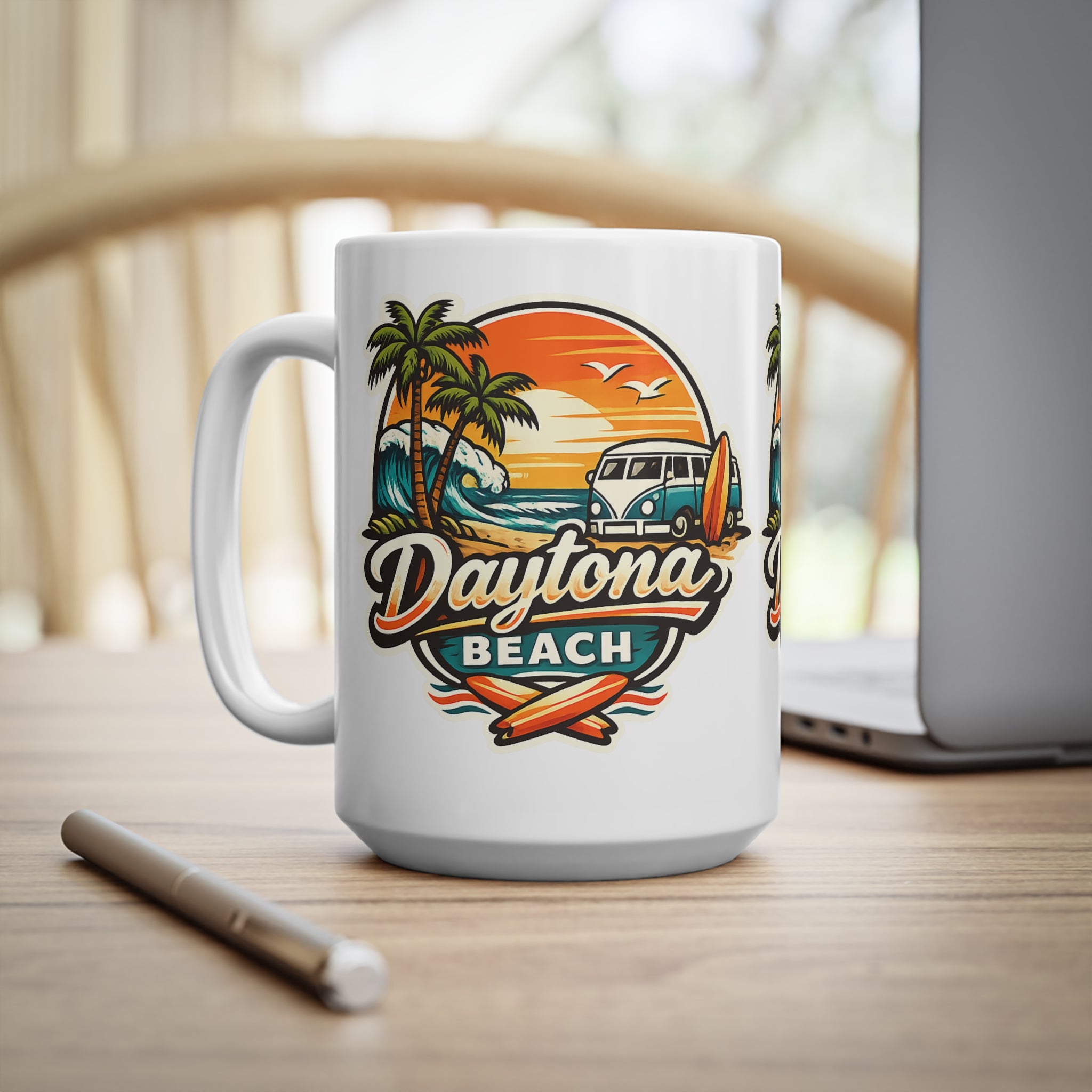 Daytona Beach Ceramic Coffee Cups, 11oz, 15oz