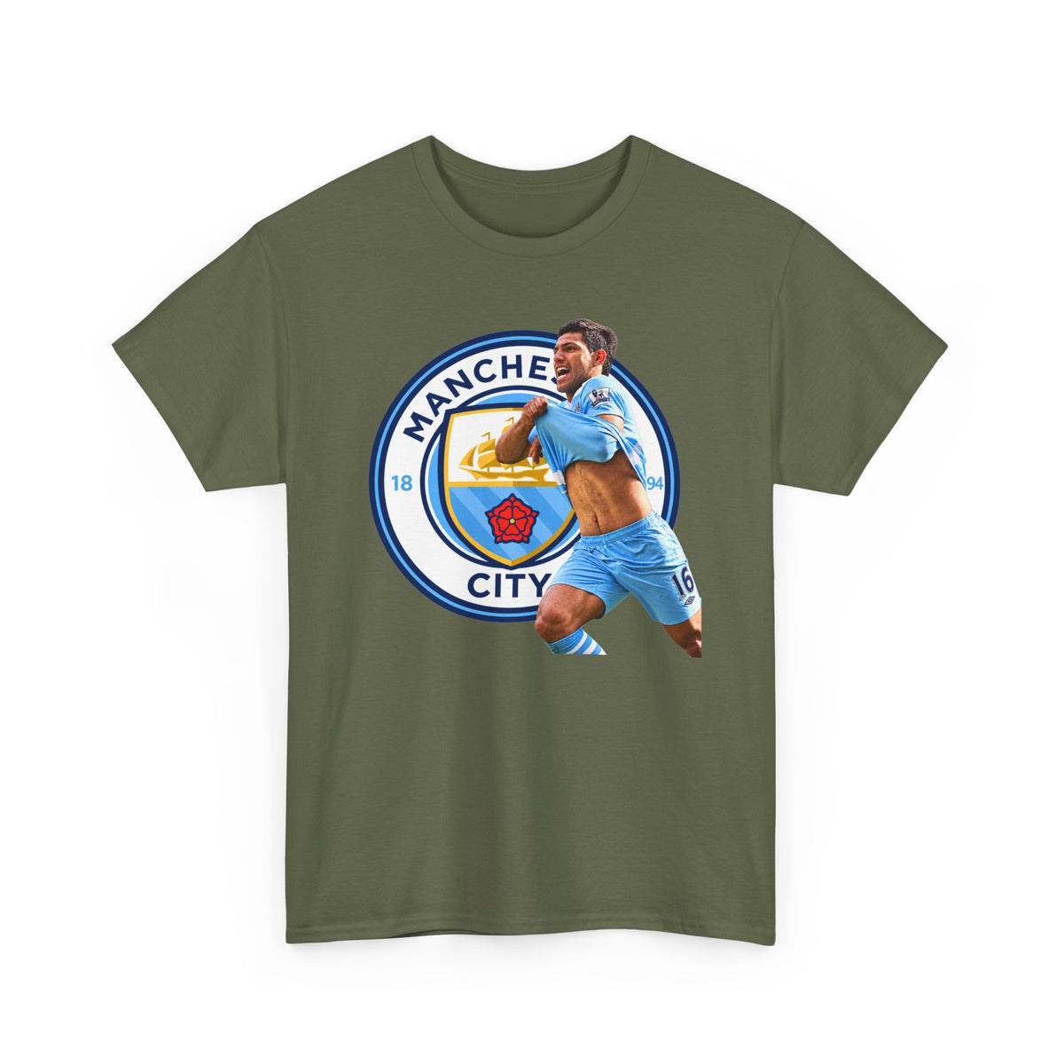 Sergio Aguero Manchester City Legend Soccer Tee — Player Celebration Graphic T-Shirt