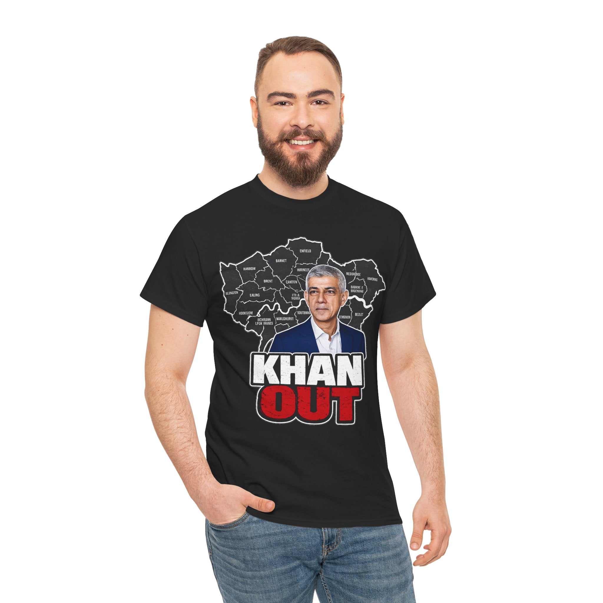 Sadiq Khan Out" Political Protest Tee with Sadiq Khan Graphic T-Shirt