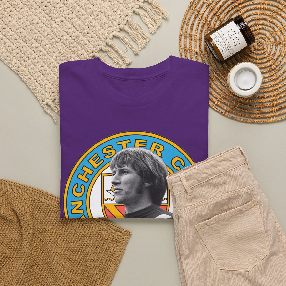 Colin Bell Manchester City Retro Player Portrait Cotton Tee